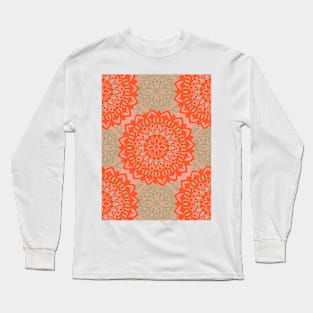 Flower Mandala pattern - Coral Long Sleeve T-Shirt